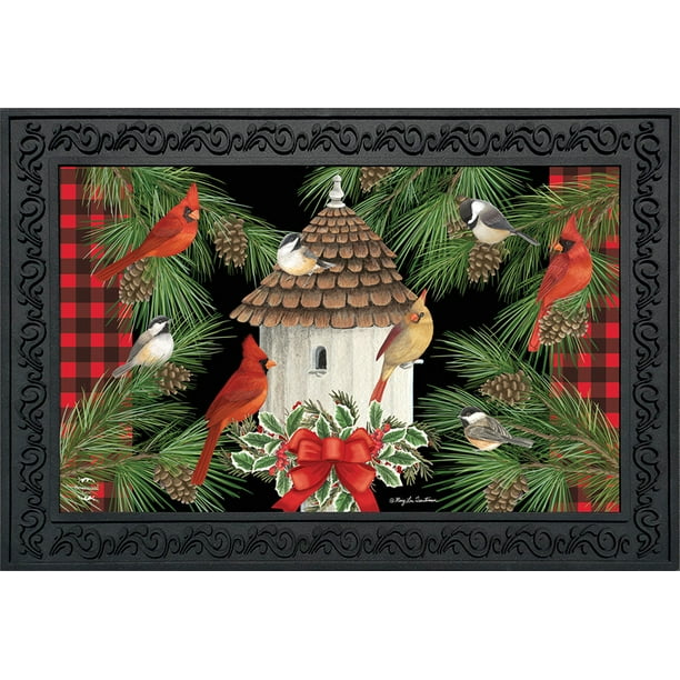 Holiday Bird Gathering Doormat Welcome Indoor Outdoor 18/" x 30/" Briarwood Lane
